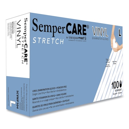 Sempercare Syn-Stretch, Disposable Gloves, 5 mil Palm, Vinyl, Powder-Free, L, 1000 PK, Cream SCVNP104